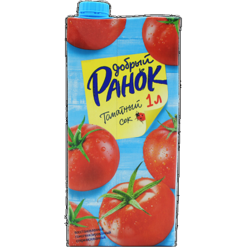 Сік ДОБРИЙ РАНОК томатний відновлений, стерилізований, пляшка картонна, 1л